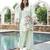 Women green silk blend solid embroidered coord sets