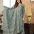 Women grey rayon blend ethnic motifs printed straight kurta trousers with dupatta