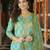 Women green rayon blend ethnic motifs printed straight kurta trousers with dupatta