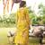 Women yellow viscose rayon floral embroidered straight kurta trousers with dupatta