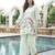 Women green silk blend solid embroidered coord sets