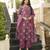 Women pink rayon blend floral printed straight kurta trousers with dupatta
