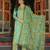 Women green rayon blend ethnic motifs printed straight kurta trousers with dupatta
