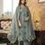 Women grey rayon blend ethnic motifs printed straight kurta trousers with dupatta