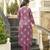 Women pink rayon blend floral printed straight kurta trousers with dupatta