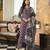 Women purple rayon blend ethnic motifs printed straight kurta trousers with dupatta