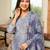 Women blue rayon blend batik printed straight kurta trousers with dupatta