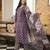 Women purple rayon blend ethnic motifs printed straight kurta trousers with dupatta