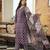Women purple rayon blend ethnic motifs printed straight kurta trousers with dupatta