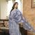 Women blue rayon blend batik printed straight kurta trousers with dupatta