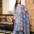 Women blue rayon blend batik printed straight kurta trousers with dupatta