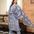 Women blue rayon blend batik printed straight kurta trousers with dupatta