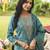 Women blue viscose rayon solid embroidered straight kurta trousers with dupatta