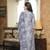 Women blue rayon blend batik printed straight kurta trousers with dupatta