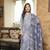 Women blue rayon blend batik printed straight kurta trousers with dupatta