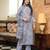 Women blue rayon blend batik printed straight kurta trousers with dupatta