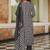 Women black rayon blend geometric printed straight kurta trousers with dupatta