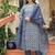 Women blue rayon blend floral printed straight kurta trousers with dupatta