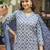 Women blue rayon blend floral printed straight kurta trousers with dupatta