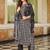 Women black rayon blend geometric printed straight kurta trousers with dupatta