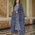 Women blue rayon blend ethnic motifs printed straight kurta trousers with dupatta