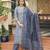 Women blue rayon blend floral printed straight kurta trousers with dupatta