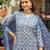 Women blue rayon blend floral printed straight kurta trousers with dupatta