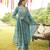 Women blue viscose rayon solid embroidered straight kurta trousers with dupatta