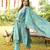 Women blue viscose rayon floral embroidered straight kurta trousers with dupatta