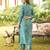 Women blue viscose rayon floral embroidered straight kurta trousers with dupatta