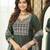 Women green rayon blend ajrakh printed straight kurta trousers with dupatta