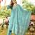 Women blue viscose rayon floral embroidered straight kurta trousers with dupatta