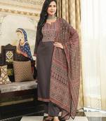 Women Black Rayon Blend Printed Kurta Trousers Dupatta