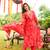 Women red viscose rayon floral embroidered straight kurta trousers with dupatta