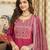 Women pink rayon blend ajrakh printed straight kurta trousers with dupatta