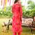 Women red viscose rayon floral embroidered straight kurta trousers with dupatta