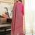 Women pink rayon blend ajrakh printed straight kurta trousers with dupatta