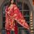 Women red viscose rayon floral printed straight kurta trousers with dupatta
