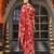 Women red viscose rayon floral printed straight kurta trousers with dupatta