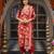Women red viscose rayon floral printed straight kurta trousers with dupatta