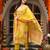 Women yellow viscose rayon geometric embroidered straight kurta trousers with dupatta