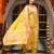 Women yellow viscose rayon geometric embroidered straight kurta trousers with dupatta