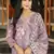 Women lavender viscose rayon floral embroidered straight kurta trousers with dupatta