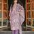 Women lavender viscose rayon floral embroidered straight kurta trousers with dupatta