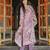 Women lavender viscose rayon floral embroidered straight kurta trousers with dupatta
