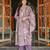 Women lavender viscose rayon floral embroidered straight kurta trousers with dupatta