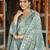 Women blue viscose rayon floral embroidered straight kurta trousers with dupatta