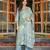 Women blue viscose rayon floral embroidered straight kurta trousers with dupatta