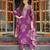 Women purple poly chanderi floral embroidered straight kurta trousers with dupatta