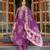 Women purple poly chanderi floral embroidered straight kurta trousers with dupatta